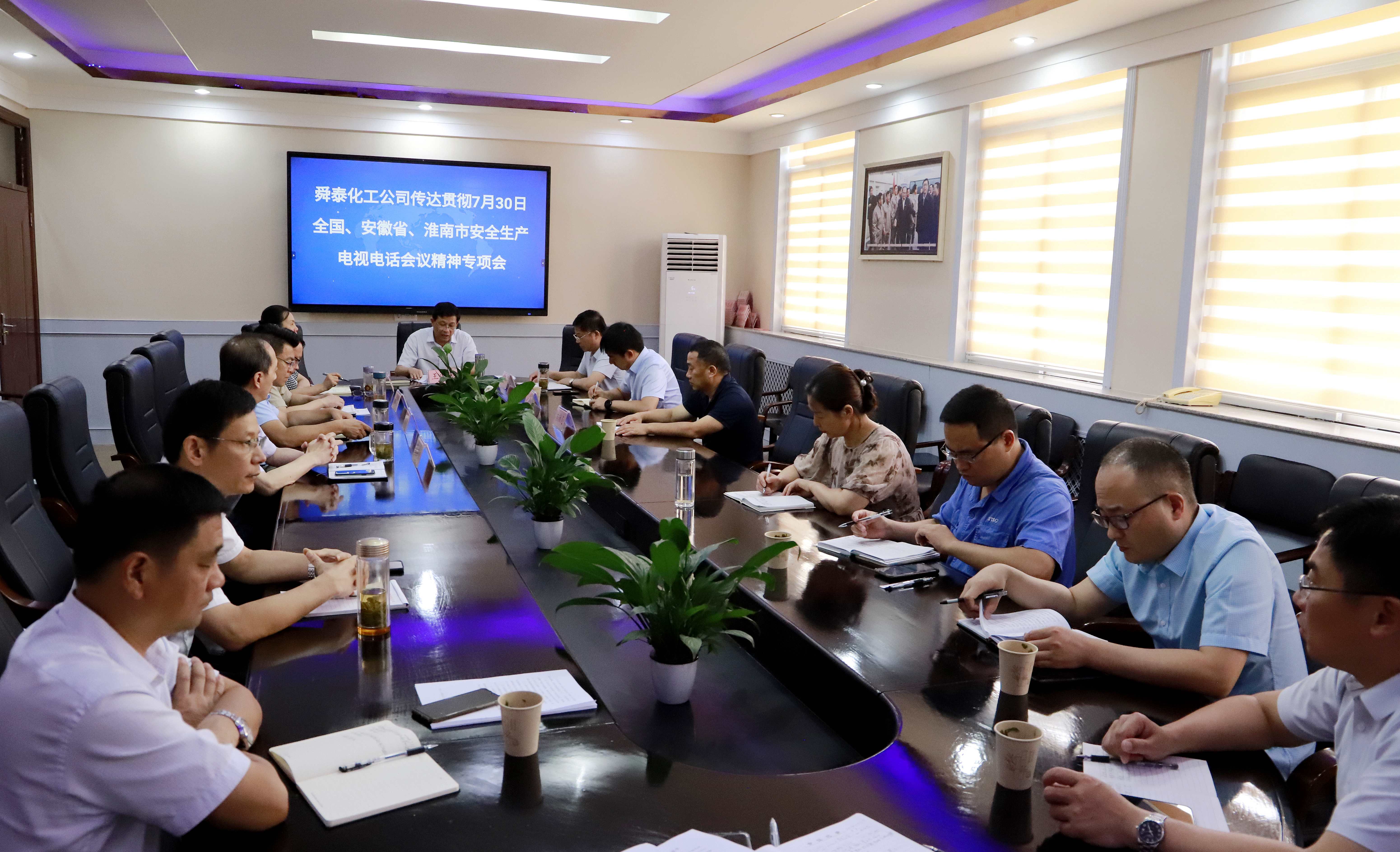7月31日，公司召开传达贯彻7月30日全国、安徽省、淮南市安全生产电视电话会议精